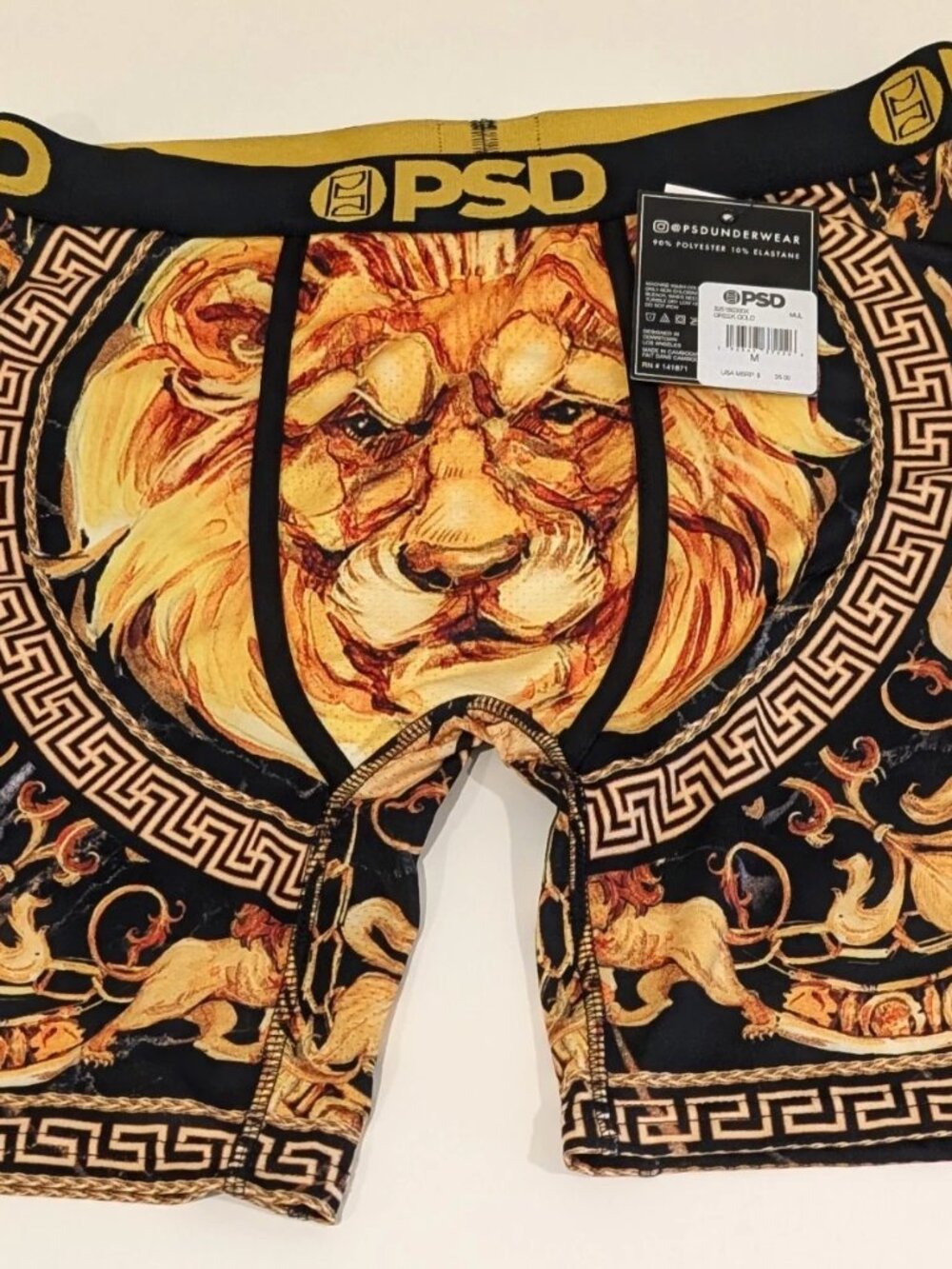 PSD Men's Greek Gold Lion Athletic Boxer Briefs Underware Medium NWT